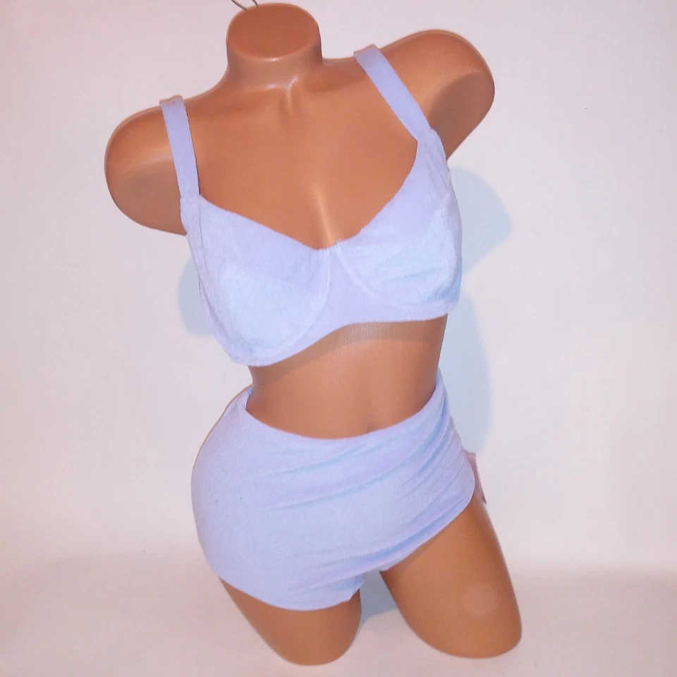 Bikini de natación Victoria Secret 36DD superior medio inferior púrpura tela de felpa lisa alta Foto 2 de 4