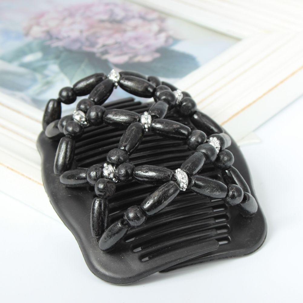Trend African Hairclip Haarklammer Butterfly Holzdesign in Blüten Design Schwar
