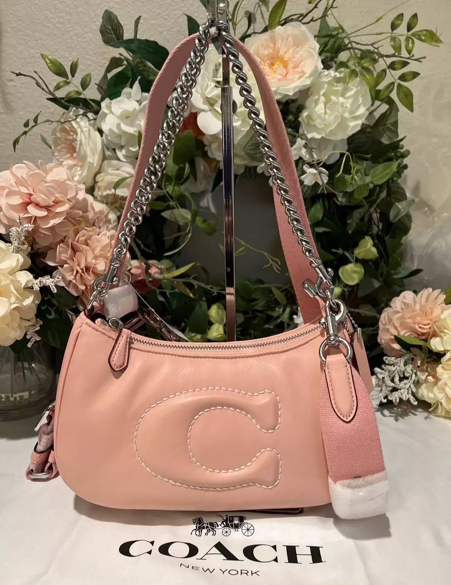COACH Leather TERI Shoulder Bag with Signature Quilting Pink