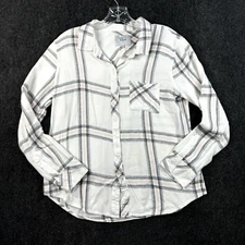 Rails Hunter Shirt Women's Medium White Pink Blush Ash Plaid Button Down