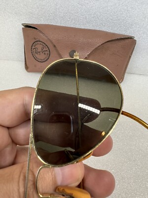 Vintage 70's Ray Ban GP Aviator 58[]14 Gold Wrap Around Sunglasses