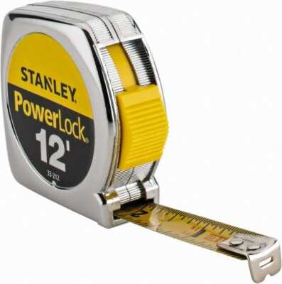 Stanley 33-212 Powerlock 12 Foot Tape Measure with Chrome Plated ABS Case