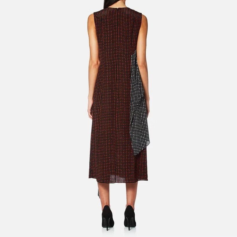 DIANE VON FURSTENBERG DVF ПЛАТЬЕ БЕЗ РУКАВОВ ШЕЛК ГОРОШЕК MIDI ОБОРКИ 2 БЕЗ РАЗРЕЗА - Изображение 2 из 4