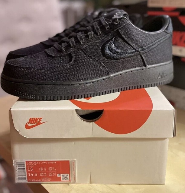 Size 13 - Nike Air Force 1 Low x Stussy Triple Black for sale online | eBay