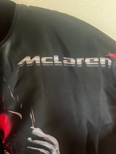 Macrolid McLaren International Graphic Bomber Puffer Jacket, Black Orange Large - Picture 8 of 9