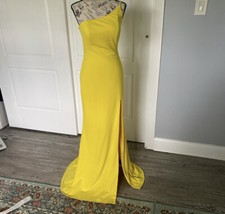 La Femme 28176 One-Shoulder Jersey Slit Gown SZ 6 Yellow
