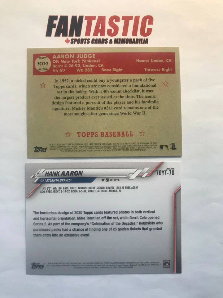 2021 Topps Series 1 70 years of Topps Insert Card YOU PICK - Image 2 of 2