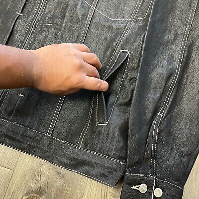 Vintage 90s FUBU Black Denim Full Zip Trucker Jacket Size Vintage 90s FUBU Black Denim Full Zip Trucker Jacket Size