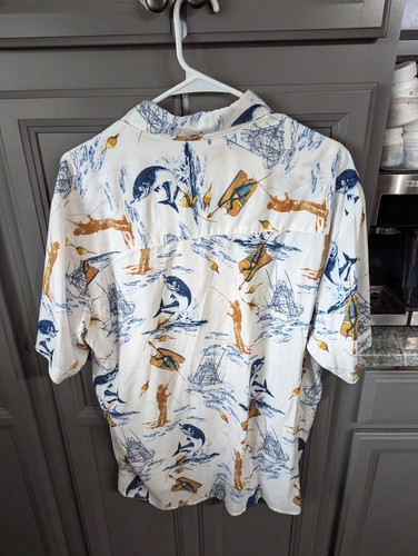 Vtg Munsingwear Shirt Mens Hawaiian Fishing Pocket Button Up Rayon Shirt - Picture 4 of 4