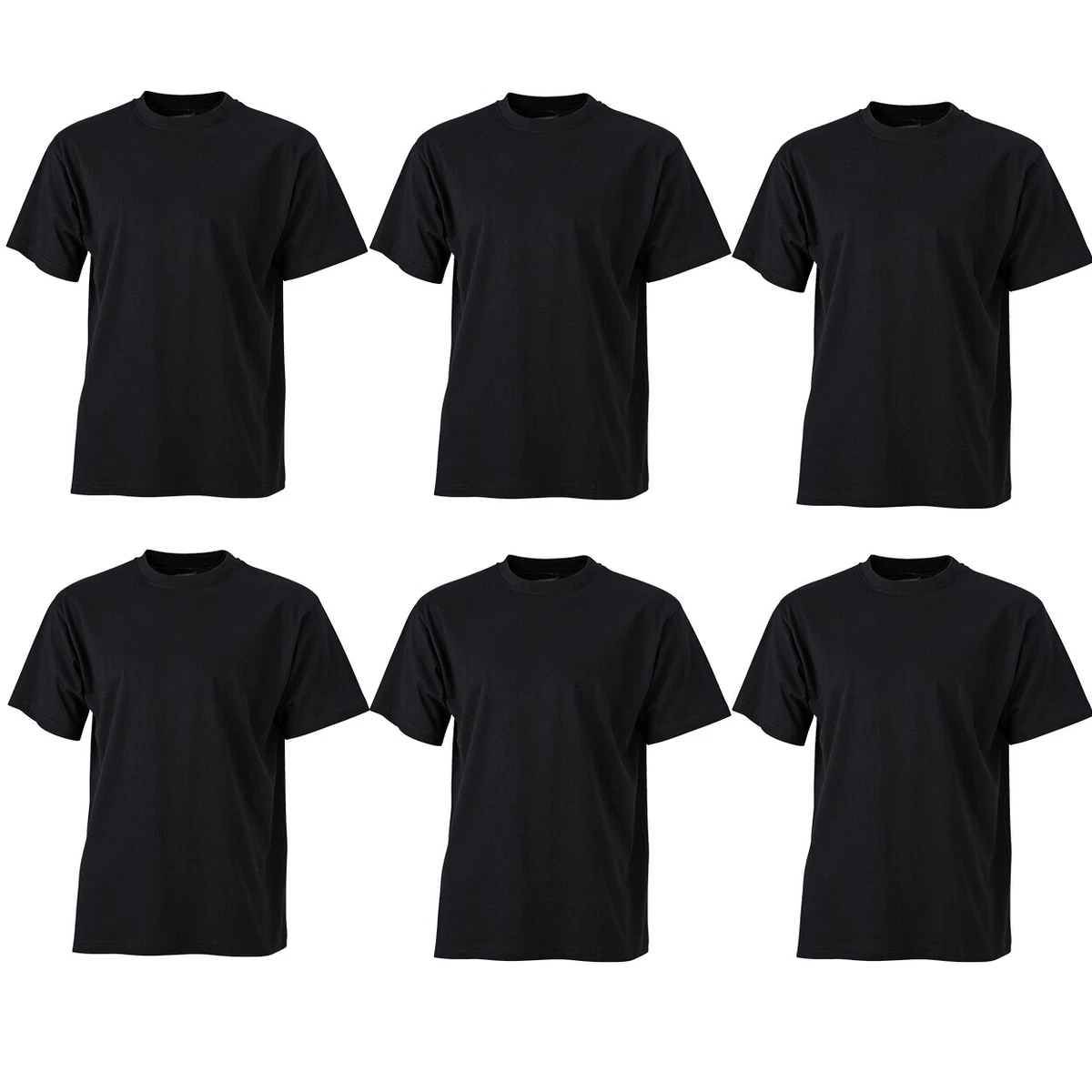 Gildan Mens Short Sleeve Crew Black T-Shirt up to 2XL, 6-Pack 