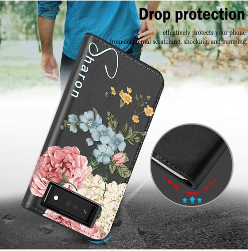 Flowers Wallet Case Personalised Leather Cover For Google Pixel 8 7 Pro 7A 8A 6A - Picture 17 of 82