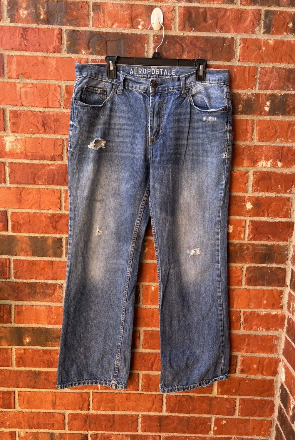 Aeropostale Mens 34/32 Benton Original Boot Cut Jeans Distressed