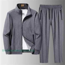 Mens Tracksuit 2 Piece Casual Pants Jacket Oversized Sweatsuit Lightweight Set