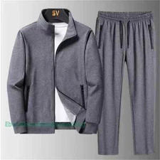 Mens Tracksuit 2 Piece Casual Pants Jacket Oversized Sweatsuit Lightweight Set