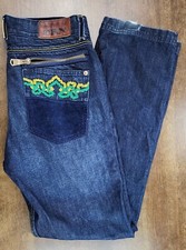 Crown Holder Y2K Hip Hop Mens Denim Jeans Size 34x34 Embroidered Felt Pocket