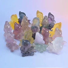 2 Inches Cute Small Fluorite Dolphin Crystal Carving Figurine