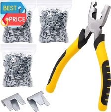 900Pcs Rabbit Chicken Wire Cage Clips with Fence Pliers Hog Rings and Pliers Sna