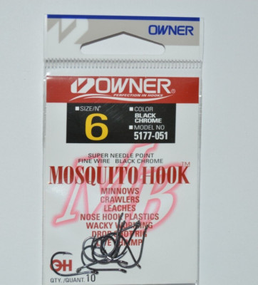 owner bass drop shot wacky minnow mosquito nose hook 5177-051 size 6