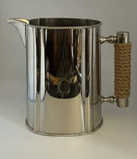 Bella Lux Silver Tone Pitcher with a Rope Wrapped Handle. For Decor Only.