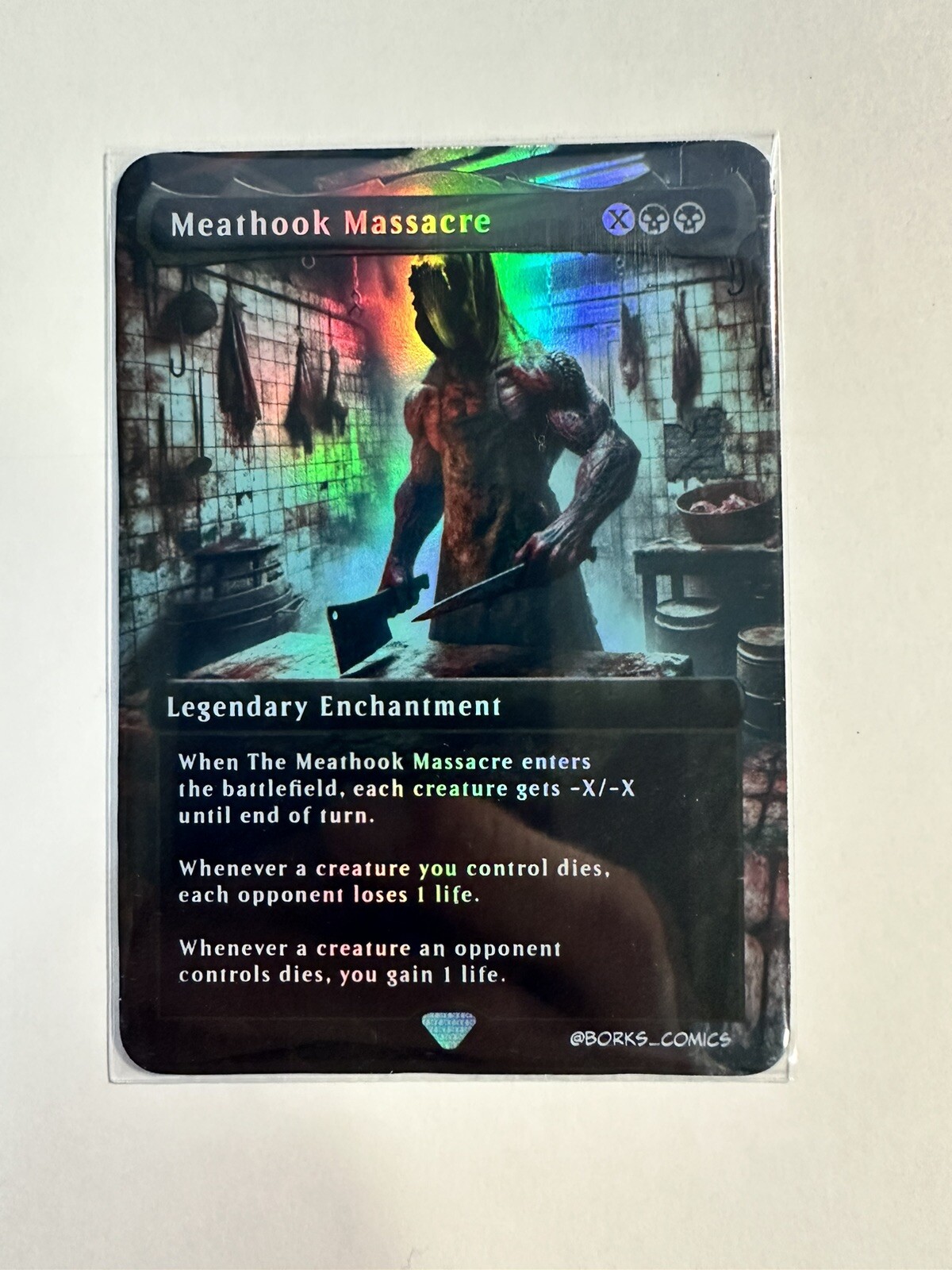 The Meathook Massacre Foil Custom sticker on MTG bulk card. eBay