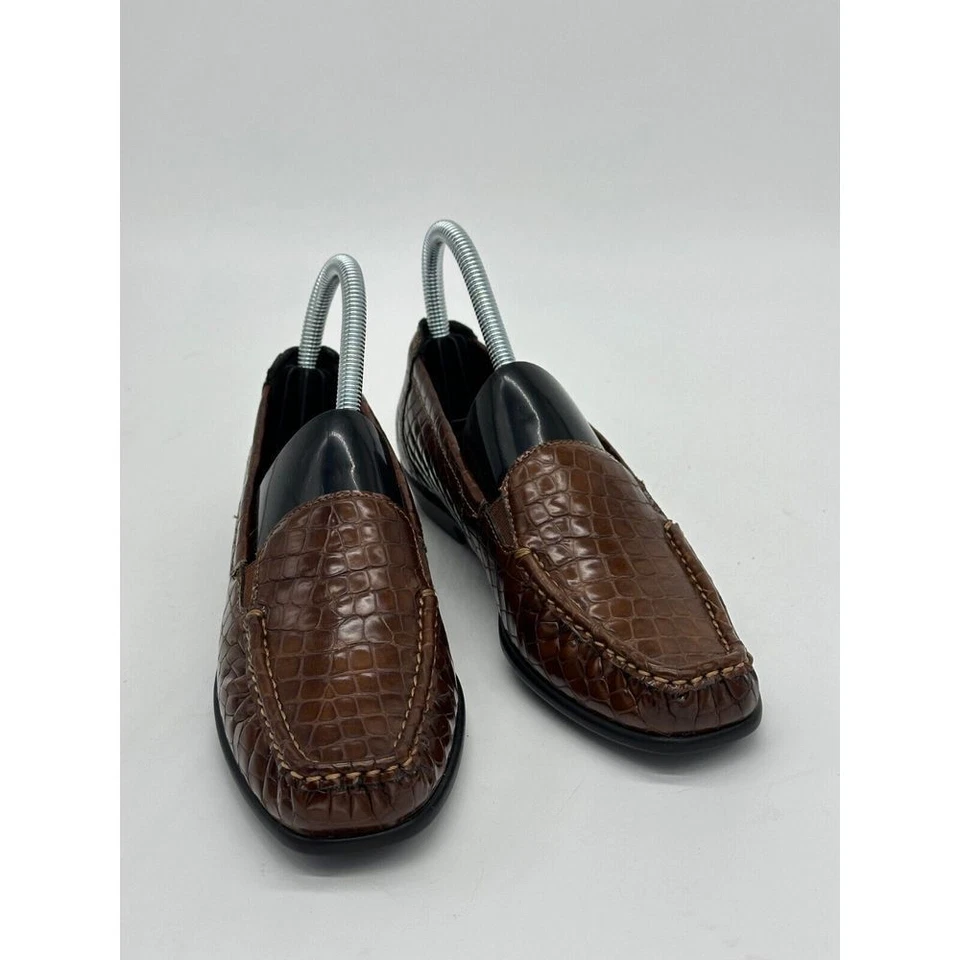Zapatos Mocasines de Cuero SAS para Mujer 7.5N Marrón Estampado de Cocodrilo Trípad Confort Patente Foto 3 de 4