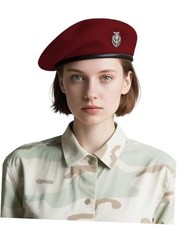 Beret Hats for Women & Beret Hat Men - US Army Style 100% Wool Large Wine Red