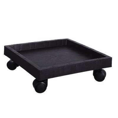 Square Plant Stand Saucer Tray Pot Caster Wheels Black Indoor Outdoor Garden