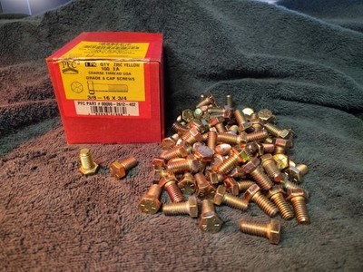 Box Of 100 3/8-16 X 3/4-in Grade 8 Bolts Cap Screws Yellow Zinc Coarse Thread