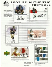 2002 UPPER DECK SP AUTHENTIC FOOTBALL PROMO SELL  AD SHEET Anthony Thomas