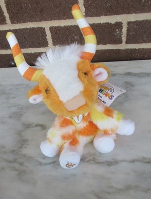 Build-A-Bear Mini Beans Candy Corn Longhorn 7 ''Plush - White Heart + Beads Band