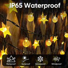 Crystal Ball Stars Fairy Solar LED Lights Halloween Christmas for Outdoor Garden