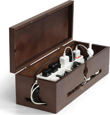 Wooden Cable Management Box Modern Wire Organizer Box Power Strip Cover for