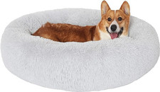 Dog Bed, Calming Anti-Anxiety Large Dog Bed, Fluffy Donut Cushion for Medium and