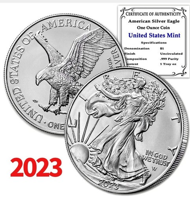 #ad 2023 American Silver Eagle 1 Troy Oz .999 Fine Silver BU Fine Silver Coin $25.91
