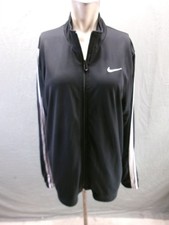 Nike Size L Mens Black Stand Collar Long Sleeve Full Zip Activewear Jacket 029
