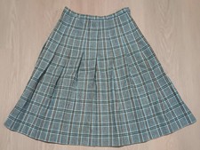 Vtg 70s PENDLETON Sky Blue Tartan Plaid Pleated Virgin Wool Skirt 12