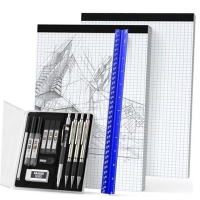 16PCS Drafting Tools with 12   Aluminum Architectural Scale Ruler, Mechanical