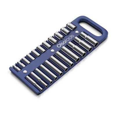 Magnetic Portable Socket Organizer Tray - 1/2-Inch Drive - Blue Holder for De...