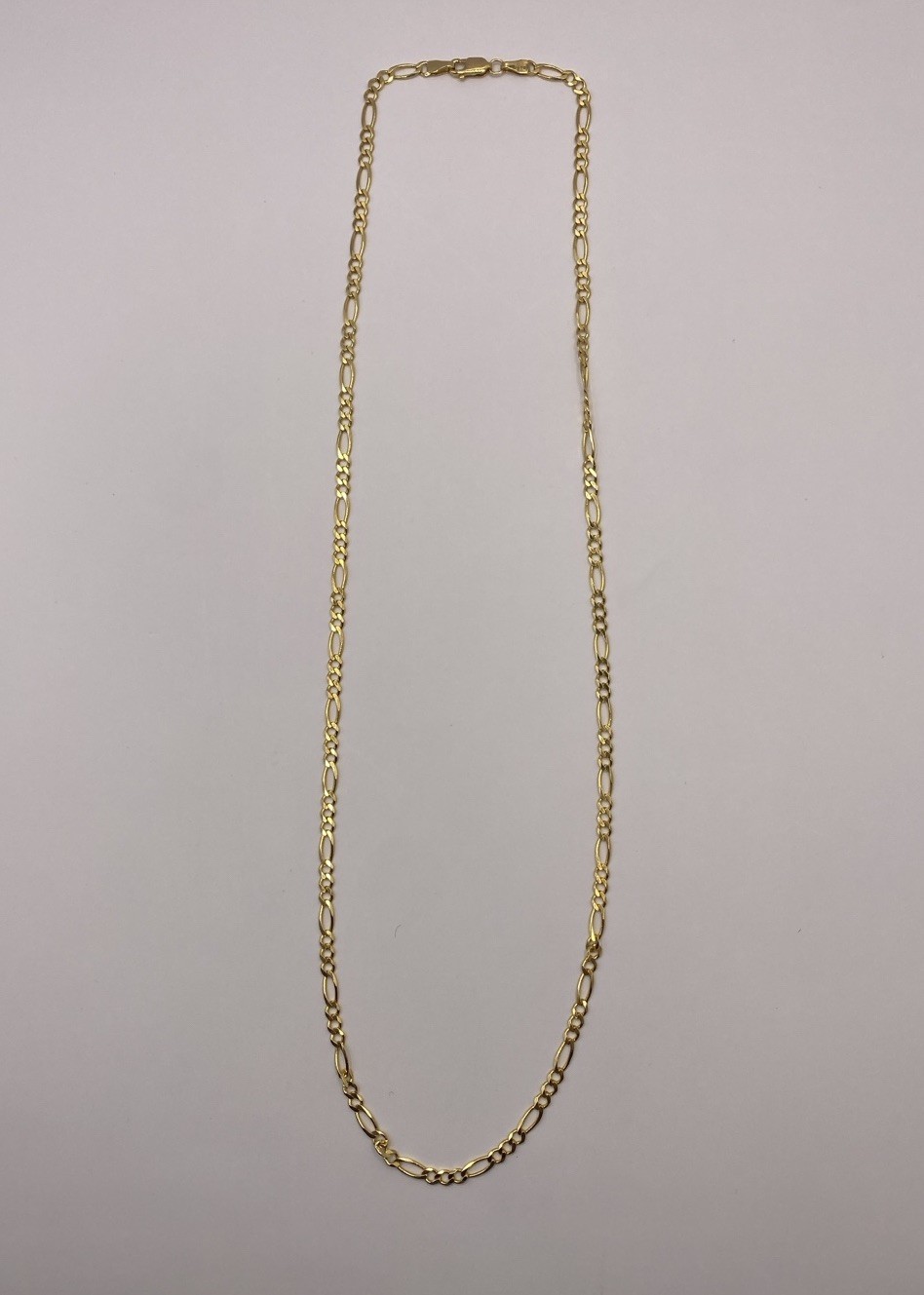 Vintage 14K Yellow Gold Figaro Chain Necklace 22” 9g AU Stamped Italy