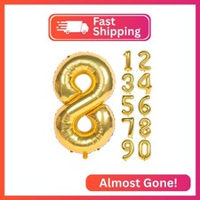 40 Inch Large Gold Number Balloons 8 Aluminum Foil Mylar Big Number Balloons 0-9