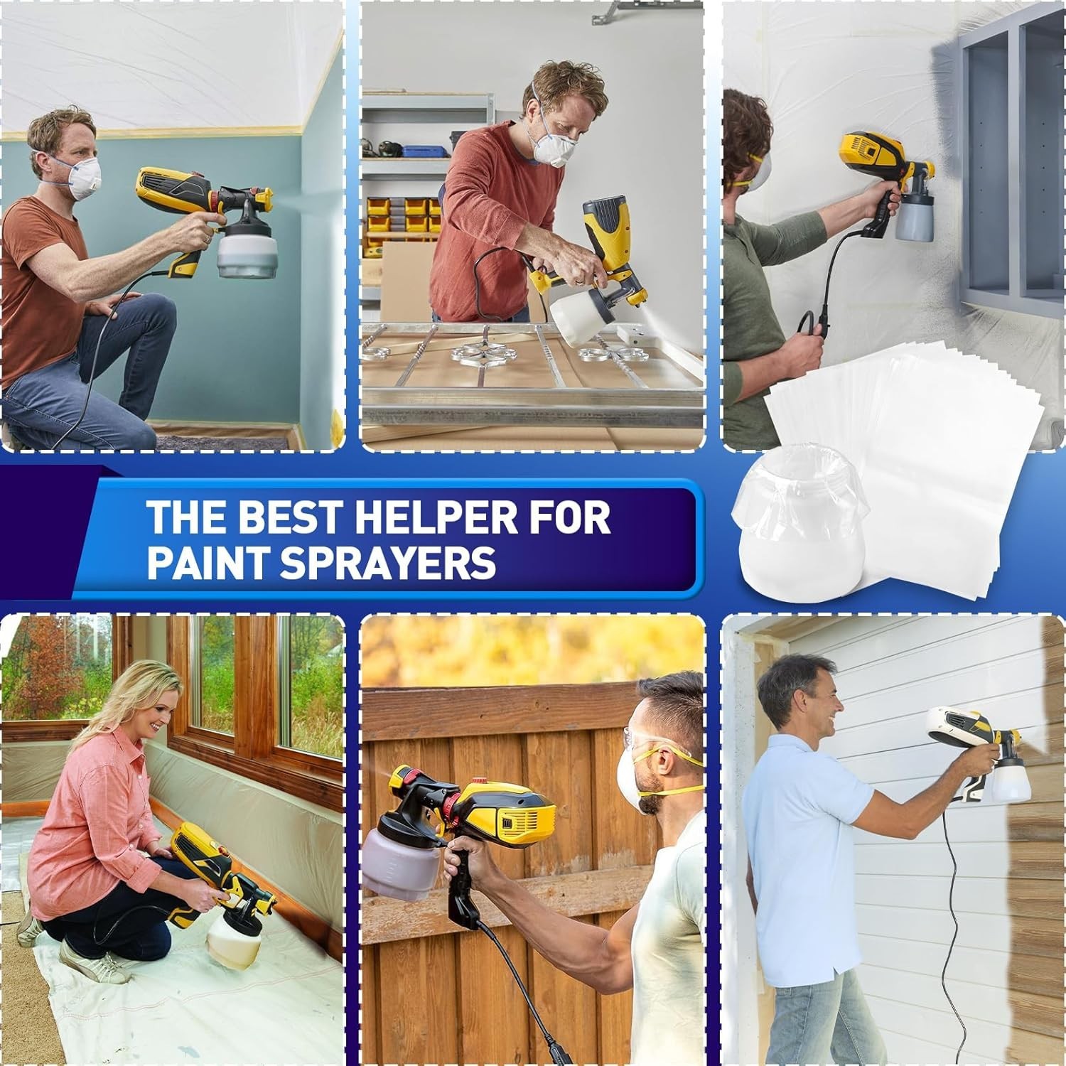 30 Pcs Paint Sprayer Bags, 7.8'' X 11.8'' Sprayer Cup Liners, Transparent Spr...