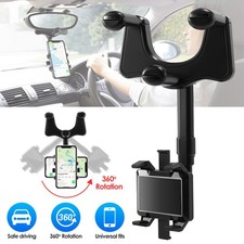 Universal 360 Rotation Car Rear View Mirror Mount Stand GPS Cell Phone Holder US