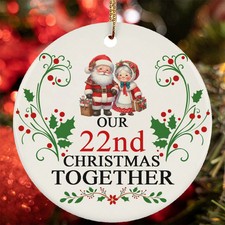 Our 22nd Christmas Together Ornament Santa Claus Couple 22 Year Anniversary Gift