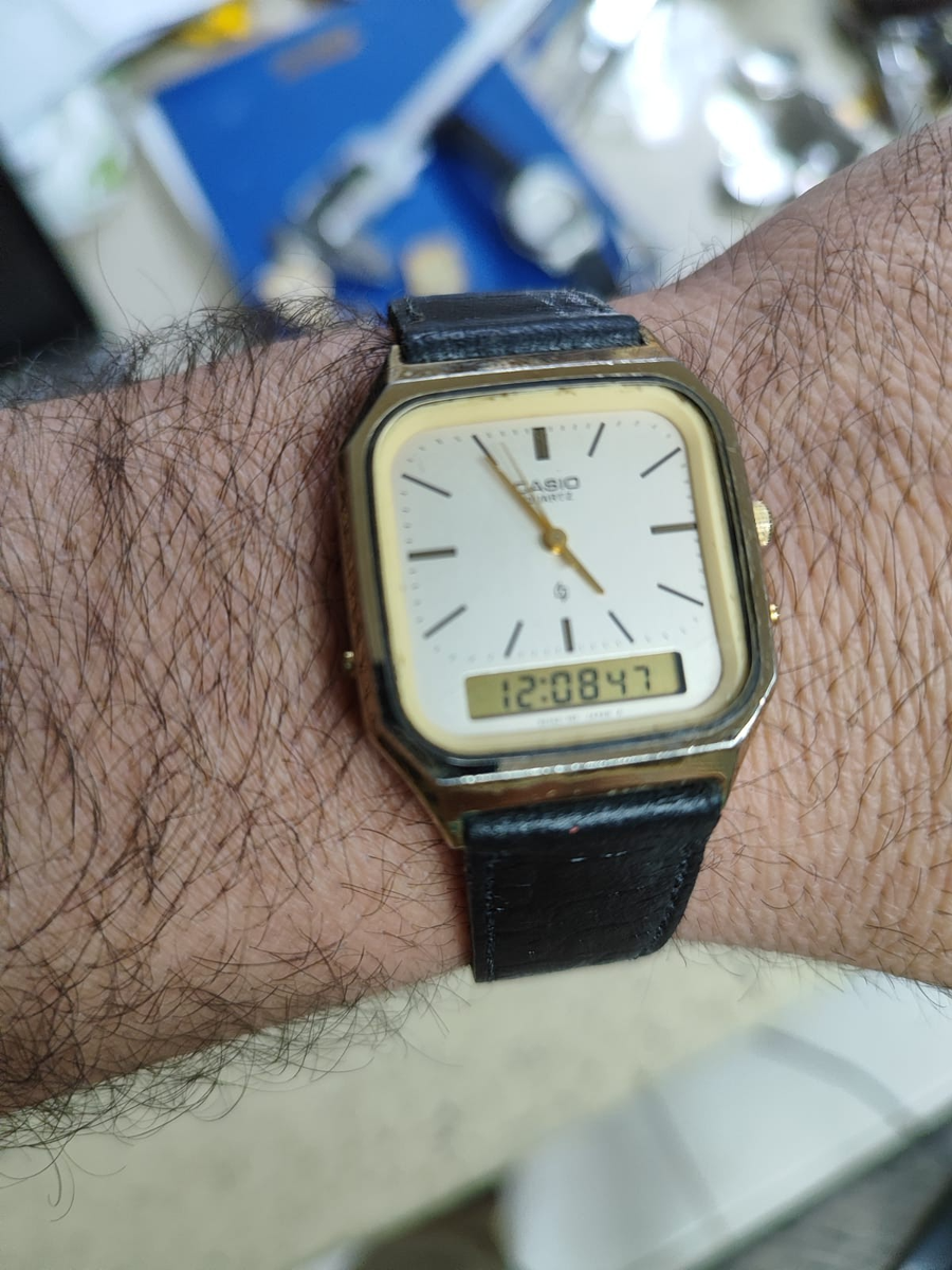 Vintage Casio AQ-322G mod 305 anlo/dig Gold tone 32mm Working | eBay