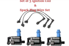 Set of 3 x Ignition Coil & Spark Plug Wire set Fits: OEM# 90919-02216 Lexus 3.0L
