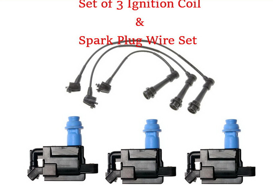 Set of 3 x Ignition Coil  Spark Plug Wire set Fits: OEM# 90919-02216 Lexus 3.0L