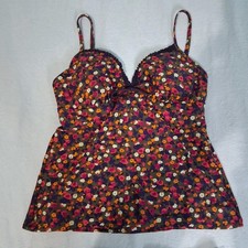 Boden Bathing Suit Bikini Tankini Womens Sz 4 Ditsy Floral Green Purple Orange