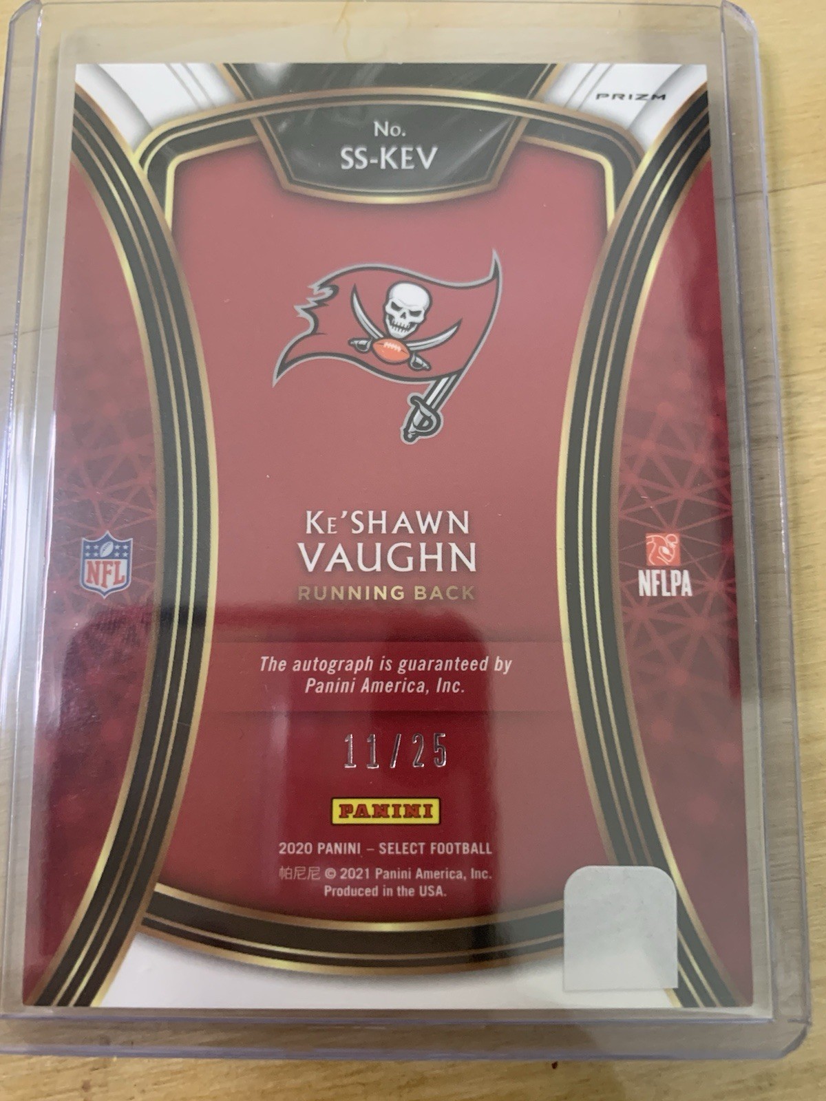 2020 Panini Select Ke’Shawn Vaughn Red Select Signatures #SS-KEV SP /25 RC AUTO 