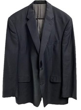 Calvin Klein Men 100 Wool Two-Button Navy Striped Blazer Sport Coat Jacket 46 L