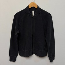 Lululemon Women On Repeat Bomber Jacket Size 10 Black Full Zip D053 -18
